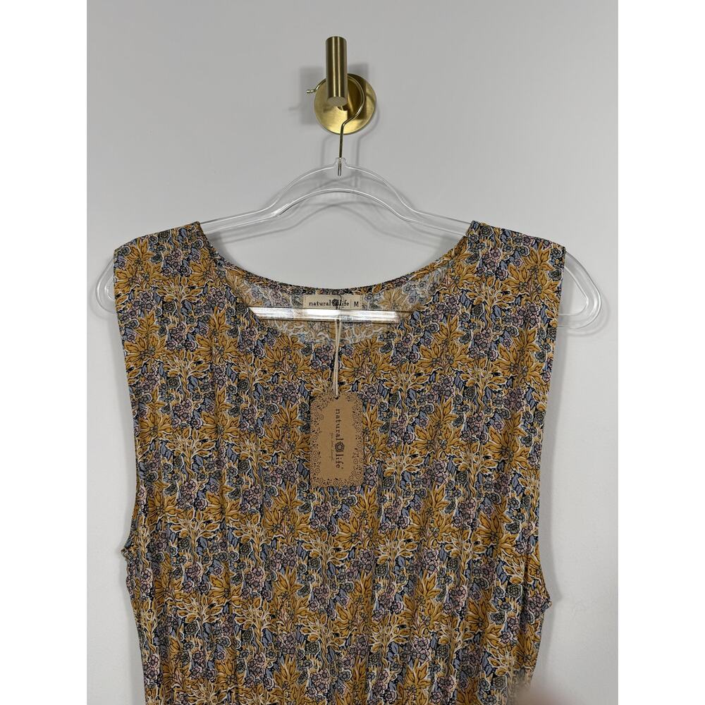 NWT Natural Life Blue Yellow Floral Christine Maxi Dress Sleeveless Comfort Sz M - Picture 4 of 12